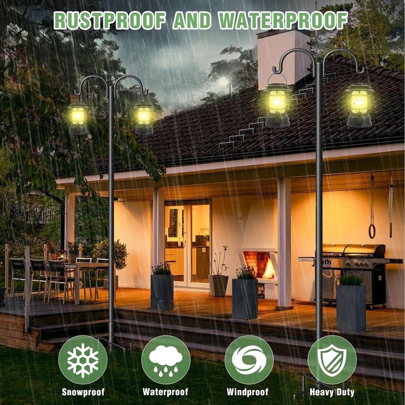 2X Double Shepherds Hooks for Outdoor Adjustable Bird Feeder Pole Hanging Plants gallery