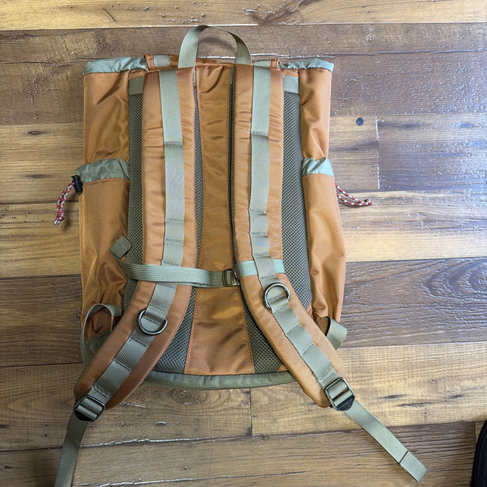 GOBI Getaway Backpack Orange with Tan Webbing Hiking Drawstring 29L 4