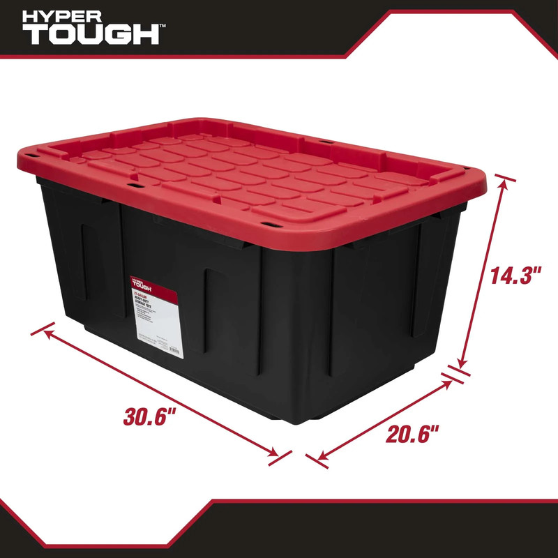 Large Storage Bin, 27 Gallon Plastic Storage Container with Snap-On Lid, Black a gallery