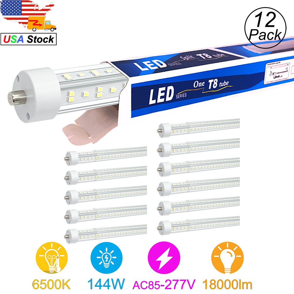 12 Pack 8 Ft LED Shop Lights 144W 6500K T8 8FT LED Tube Light Bulbs Single Pin gallery