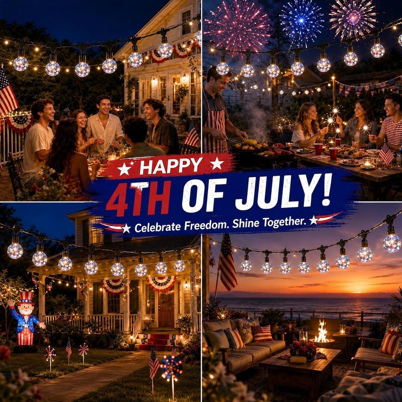 22Ft Patriotic String Lights, Red White Blue Globe String Lights Connectable ... gallery