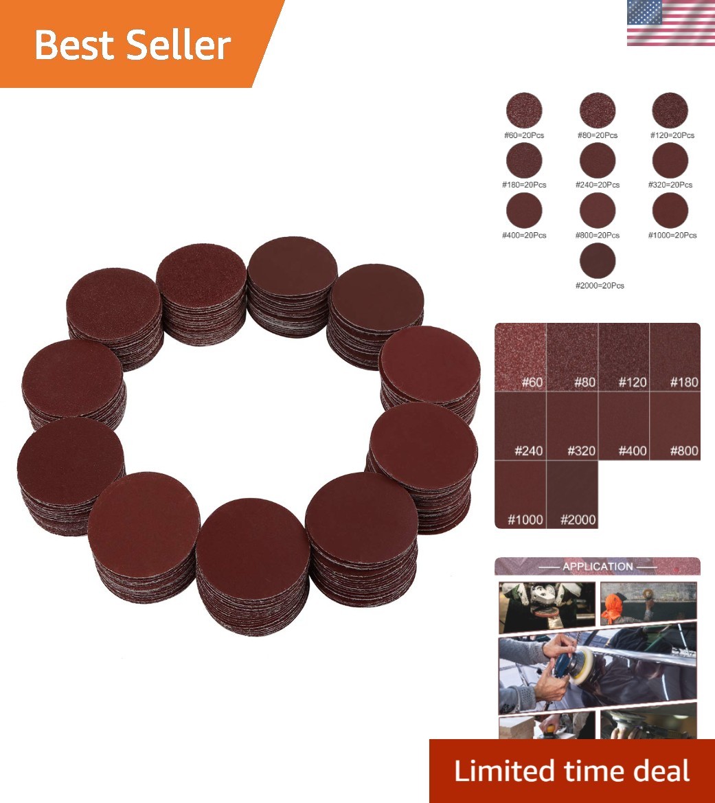 200pcs 2 Inch Hook and Loop Sanding Discs Sandpaper 60 80 120 180 240 320 400... gallery