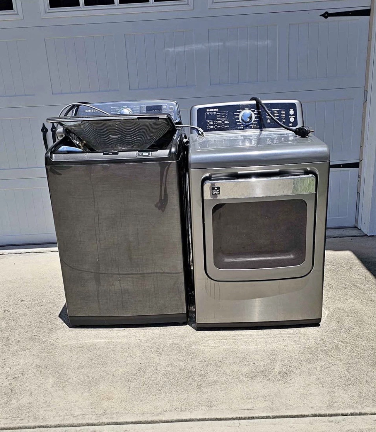 Samsung Smart Top Load 5.5 cu. ft. Washer & 7.4 cu. ft. Electric Dryer Combo Set gallery