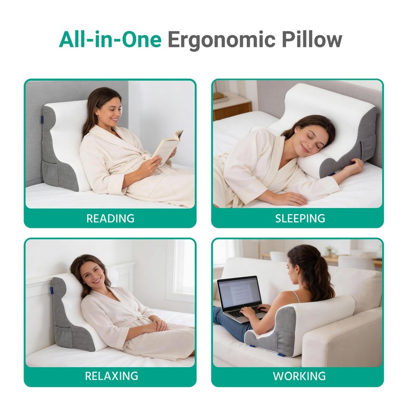 Ergonomic Wedge Shape Pillow Backrest Reading Pillow 21in for Adult Sleep Read gallery