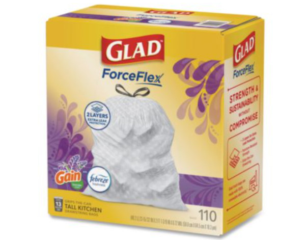 ForceFlex Tall Kitchen Drawstring Trash Bags, 13 gal, Gain Lavender with Febreze gallery
