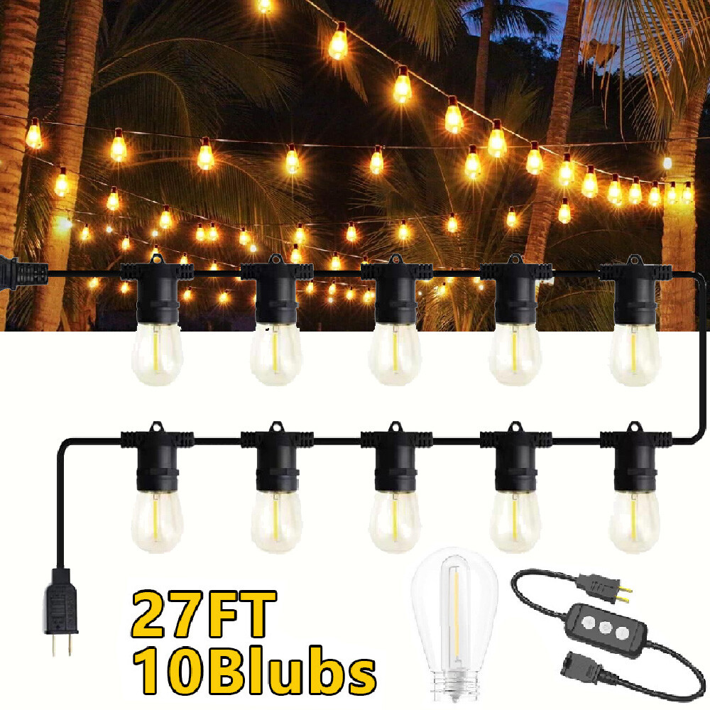27FT LED Outdoor String Light Shatterproof Patio Yard Garden Porch Party Lights gallery