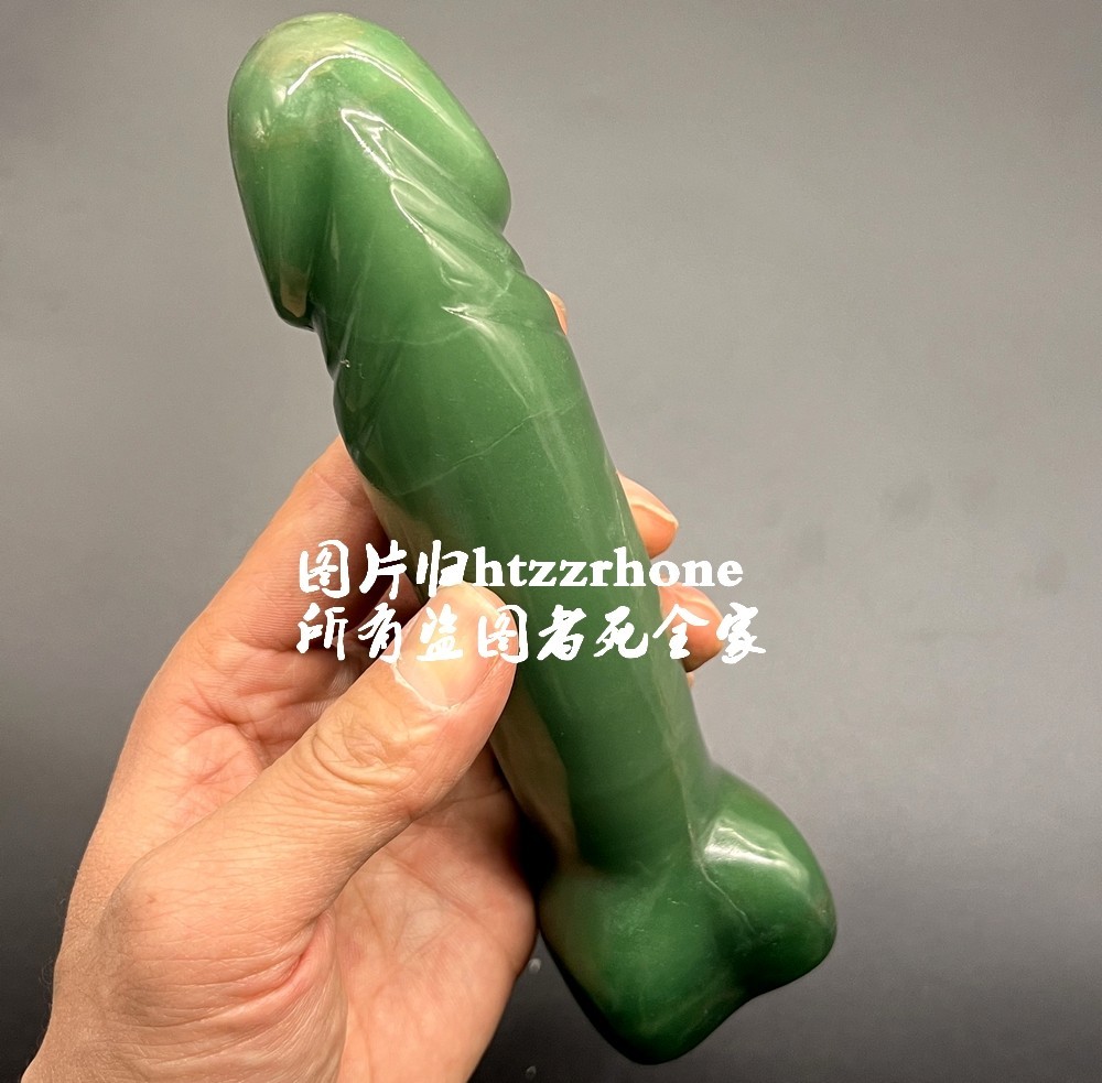 Natural Green Jade Stone Carved Table Fun Dick Penis Statue Art Decoration gallery