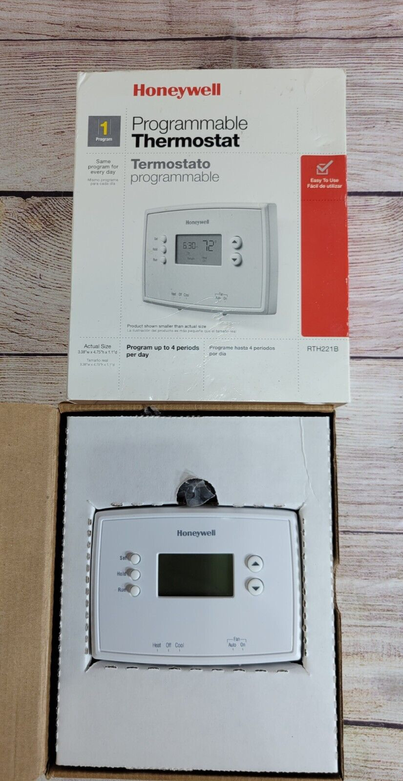 Honeywell 1-Week Programmable Thermostat (RTH221B1039) Open Box gallery
