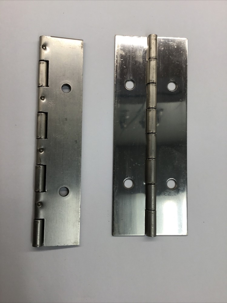 Stainless Steel Continuous Hinge 2 piece Lot with holes 4" long X 1 1/2" wide