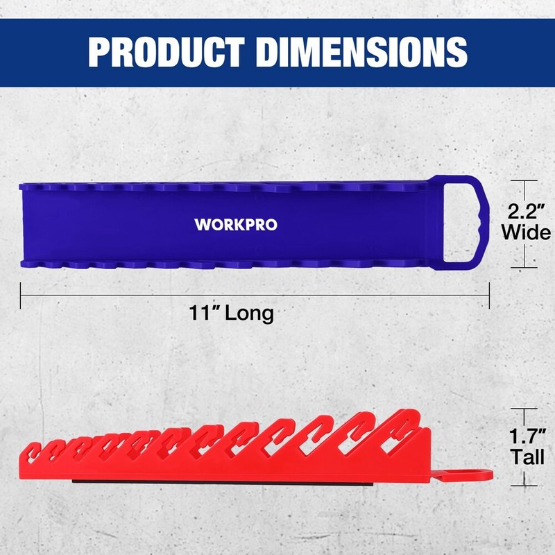 WORKPRO 2-Pack Magnetic Wrench Organizer 12PC Gripper Wrench Rack Flexible Teeth gallery