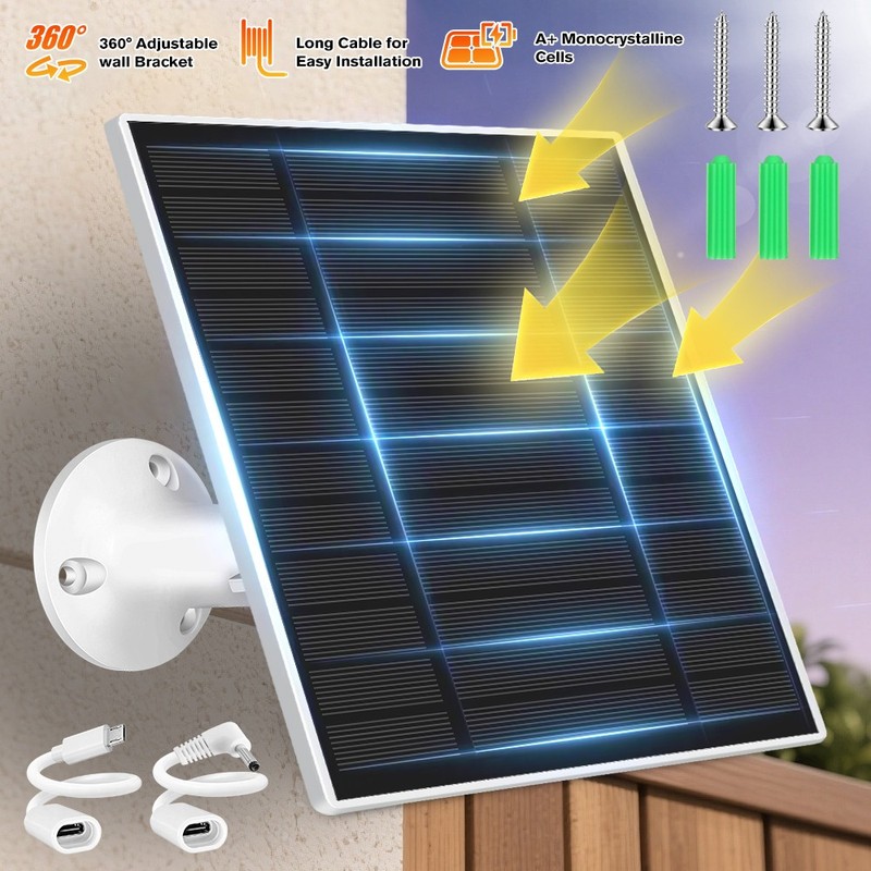 5W 5V Solar Panel USB C Power for CCTV Camera Security Battery Charger Outdoor gallery