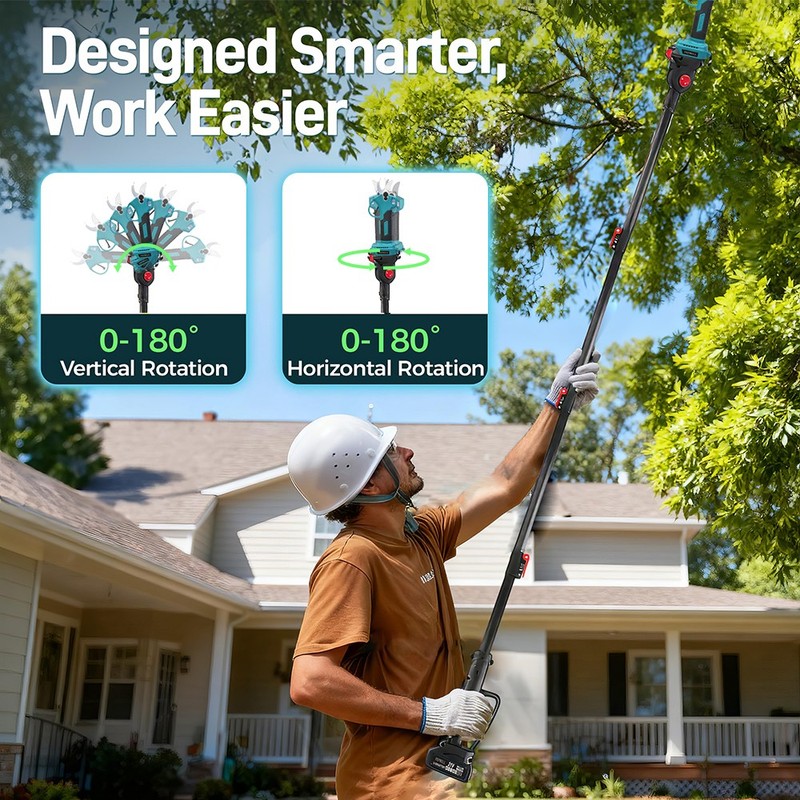 2-in-1 Pole Pruning Shear Cordless Tree Pruner w/ LCD Display for Tree Trimming gallery