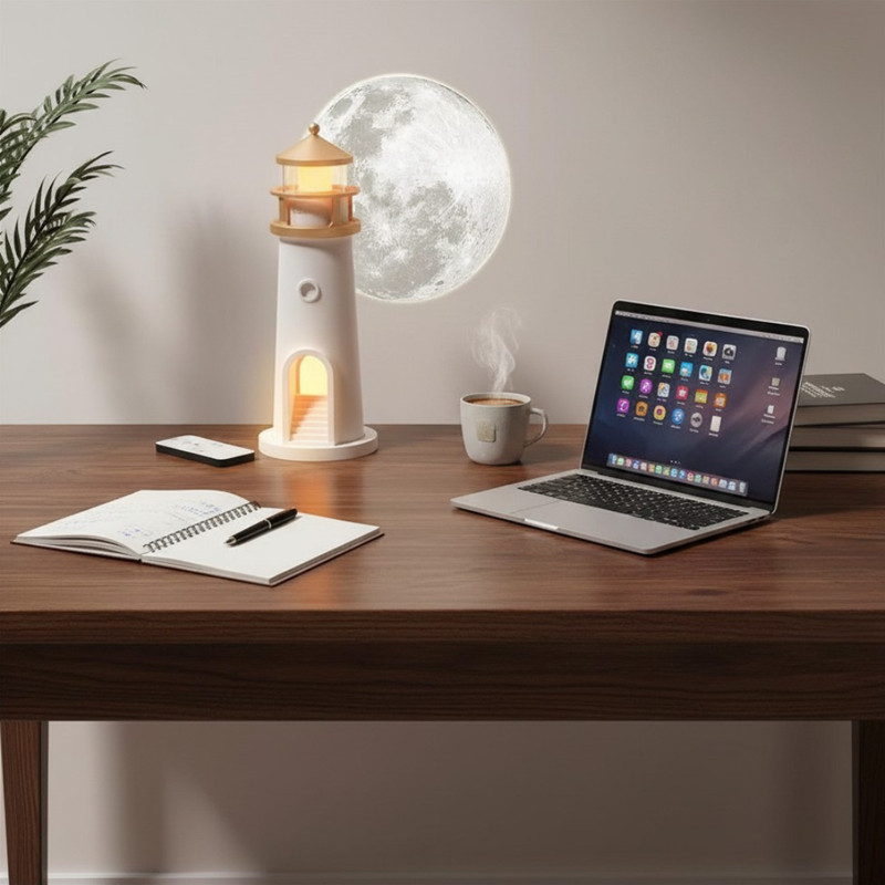 Lighthouse Moon Projection Lamp Bluetooth Speaker 11.8"/30cm Night Light gallery