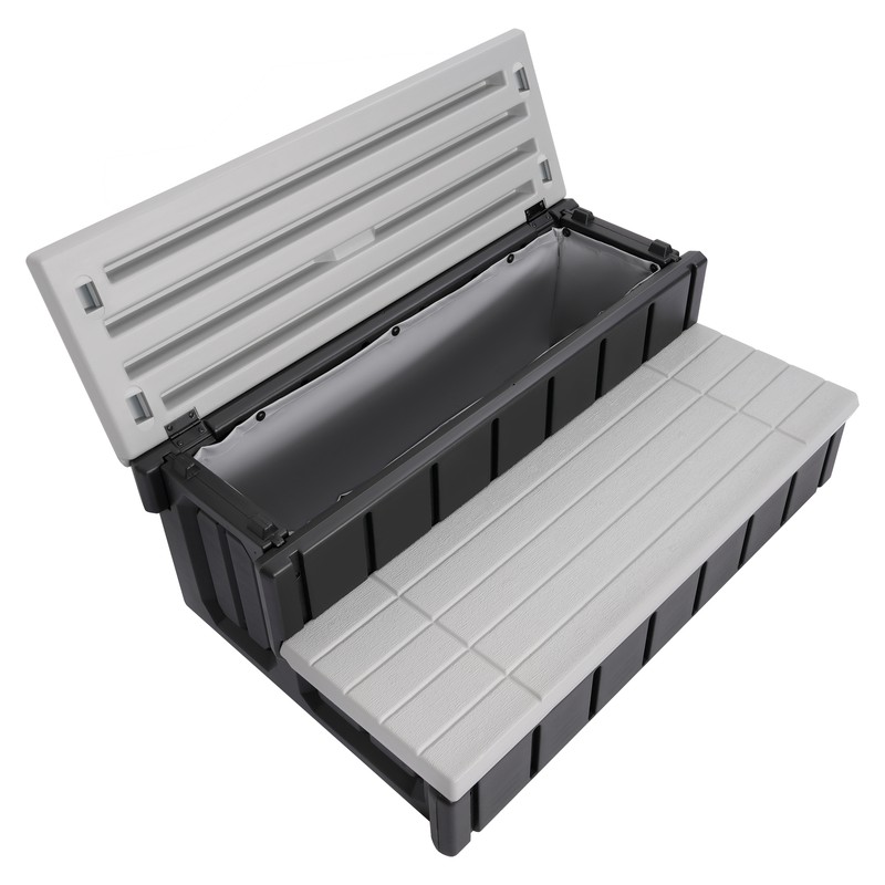 36'' Universal 2 Slip-Resistant Spa &Hot Tub Steps with Storage Light Gray+Black gallery