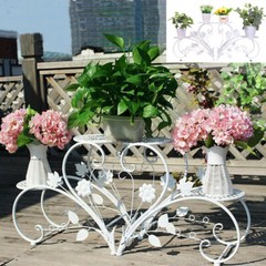 White Heart Shape Plant Stand Multi Holder Potted Plant Rack Flower Shelf Unique