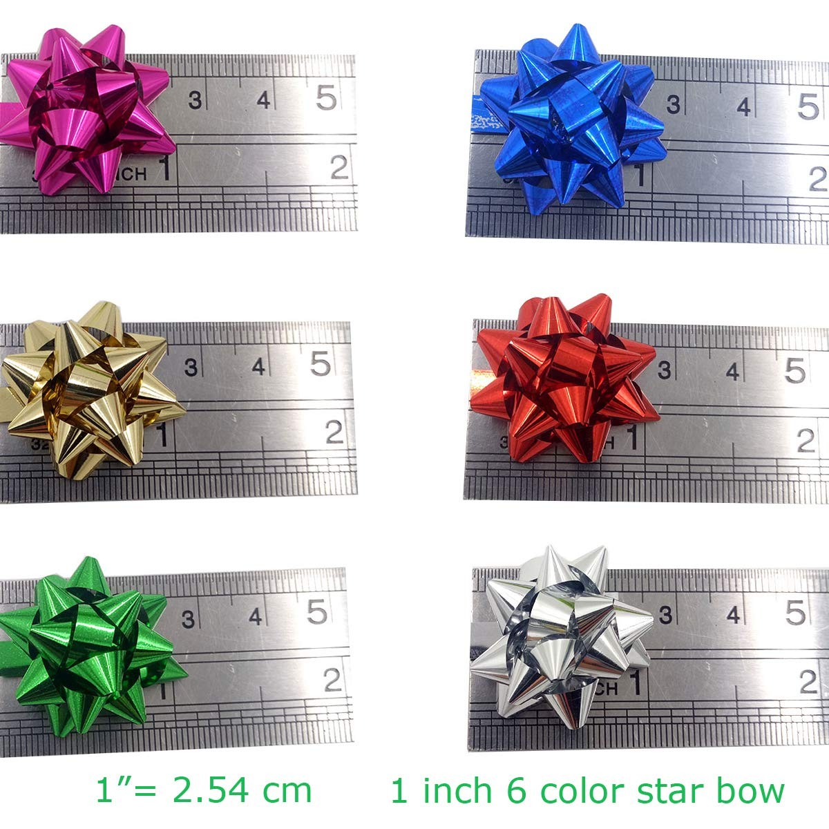 240pcs Mini Gift Bow- 1" Inch Metallic Star Bow Small Tiny Stick On Bows for gallery