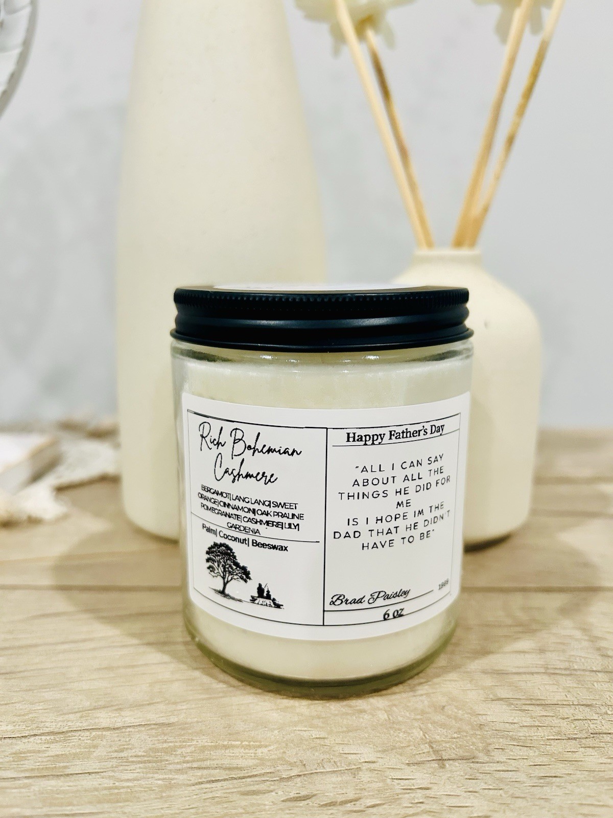 Rich Bohemian Cashmere-Aromatherapy Candle. 6 Oz | Palm|Beeswax gallery