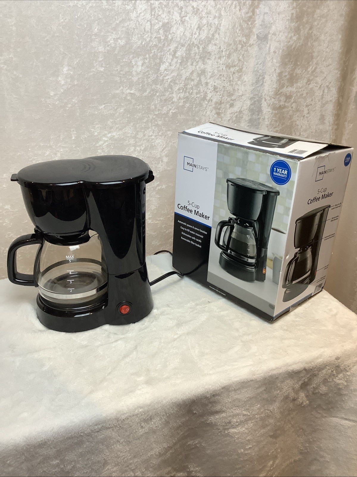 Mainstays 5-Cup Black Coffee Maker - Black Dishwasher Safe gallery