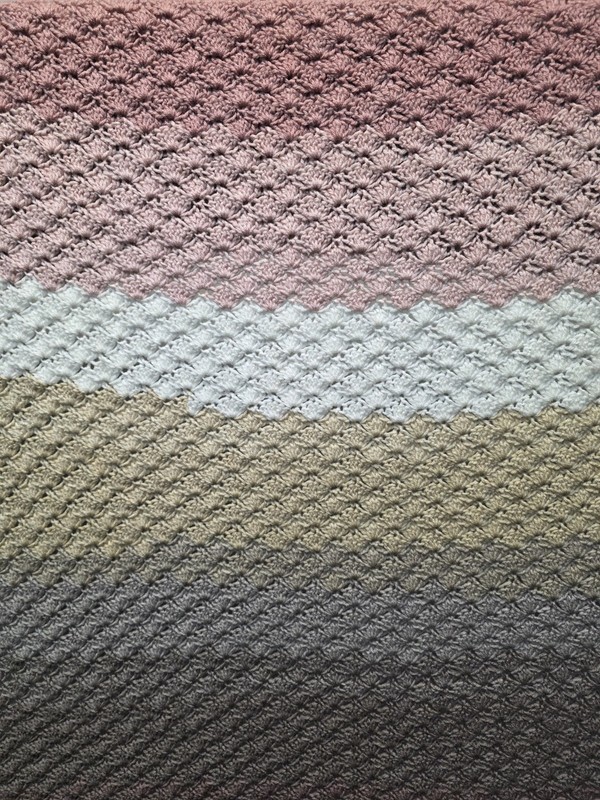 Handmade Crochet Shell Pattern Striped Multicolored Oversized Throw Blanket gallery
