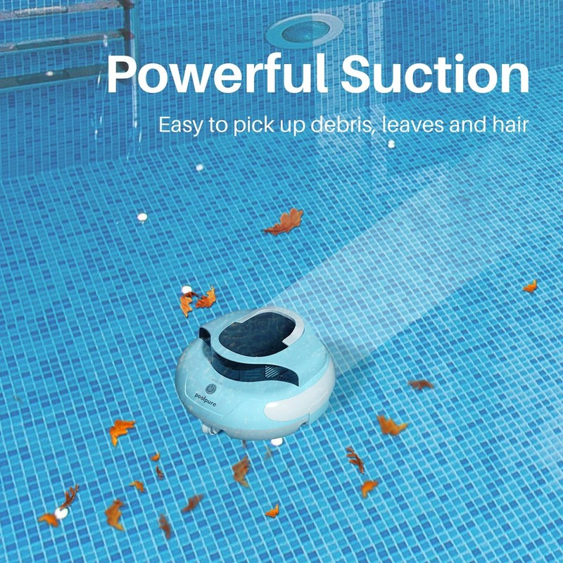 POOLPURE Cordless Robotic Pool Cleaner - 100Min Runtime,1000 Sq.Ft, Auto-Parking gallery