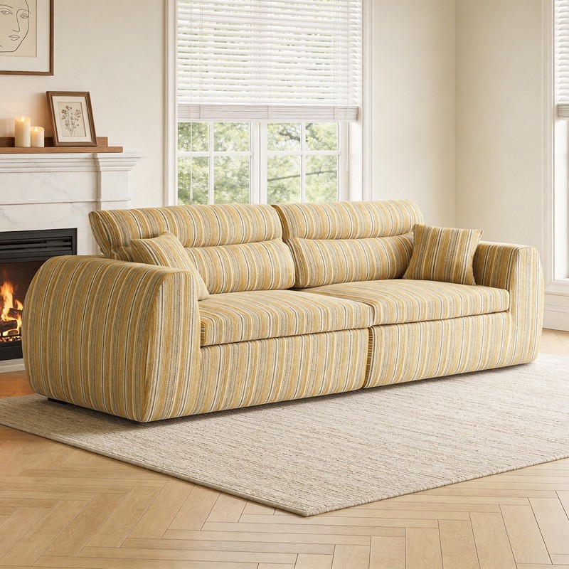 Modern 3-Seat Convertible Compression Modular Sofa Upholstered Couch No Assembly gallery