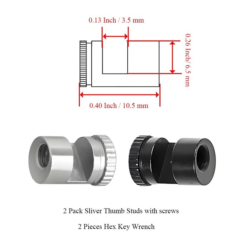 Thumb Stud Replacement Bar Sliver Black 0.40 inch, Sliver/Black-2 Sets gallery
