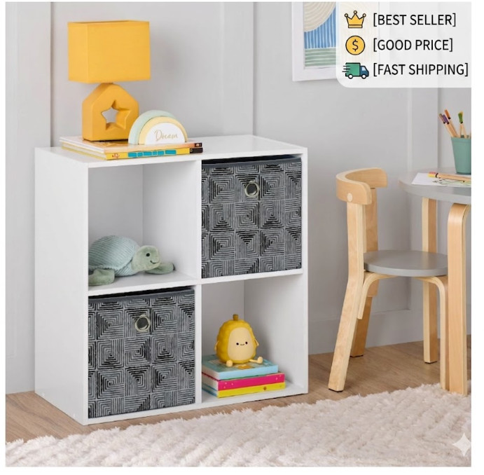 4 Cube Storage Organizer White Shelf Unit Modern Space Saving Design gallery