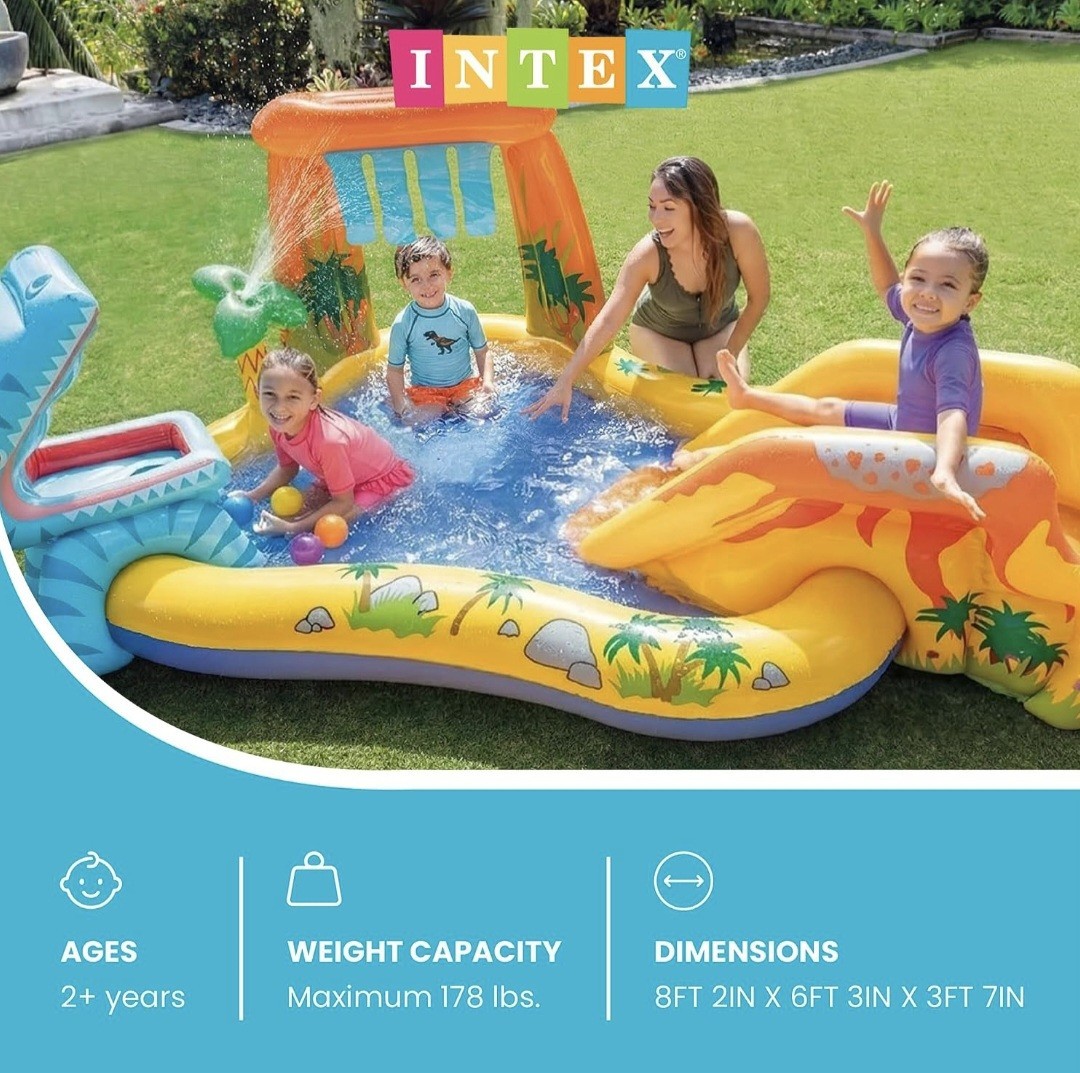 Intex Inflatable Kids Dinosaur Play Center Outdoor Water Park Pool w/ Slide gallery