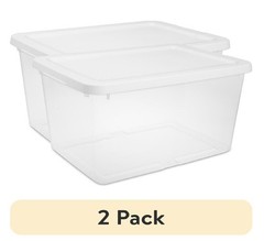 Sterilite 20 Quart Small Storage Bin Plastic Container with Snap On Lid 2pk