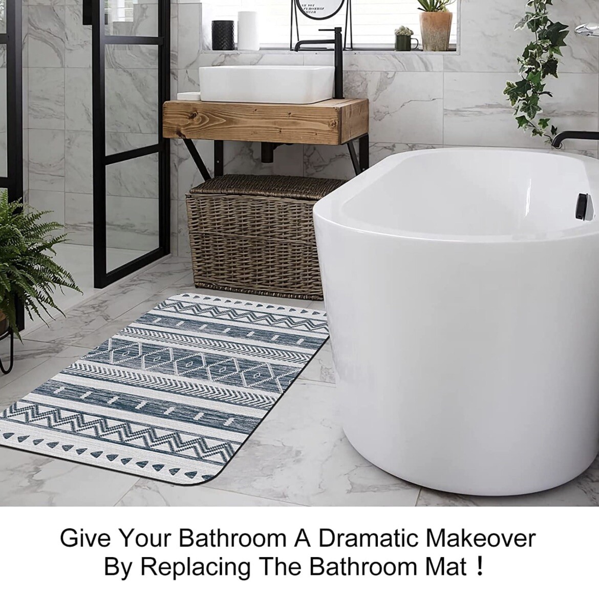 RUUGME Bathroom Rug Mat Non Slip Microfiber Bath Mats(Blue 20” X 29”) gallery
