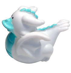 FREE SHIP – MEDIEVAL WHITE TEAL DRAGON CRUISING RUBBER DUCK COLLECTIBLE 2″