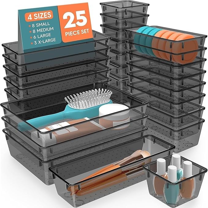 25PCS 4Size Plastic Drawer Organizer Set Versatile Organizer Tool Storage Bins gallery