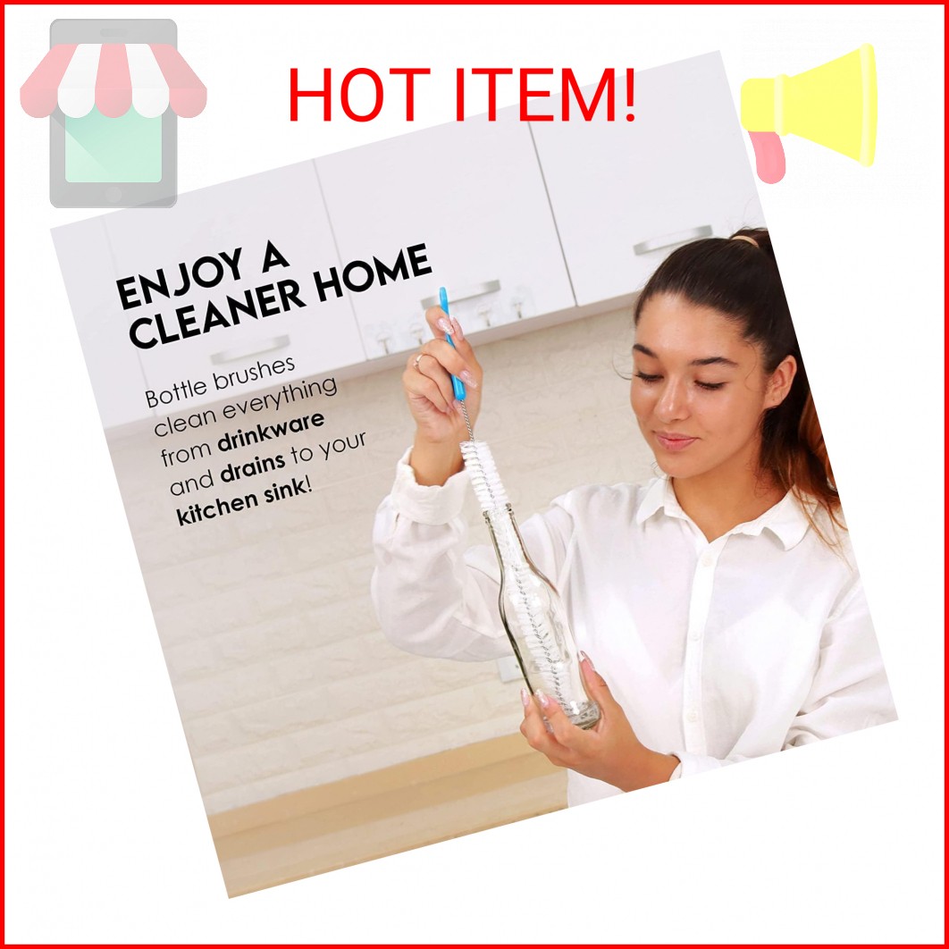 Turbo Microfiber Bottle Brush Cleaner Pack - Set of 5 Bottle Brushes for Cleanin gallery
