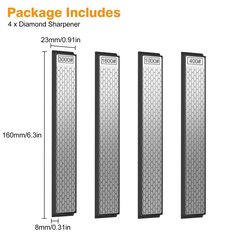 4PCS Diamond Sharpening Stone Set 400 600 1000 3000Grit Knife Chisel Sharpener gallery