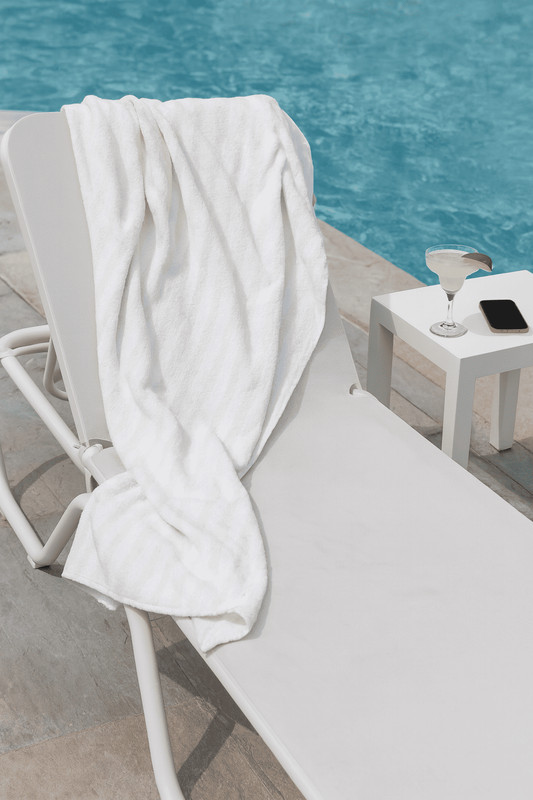 3 Piece - Beach Pool Spa Towels Striped Lemon and White 100% Cotton 30" x 60" gallery