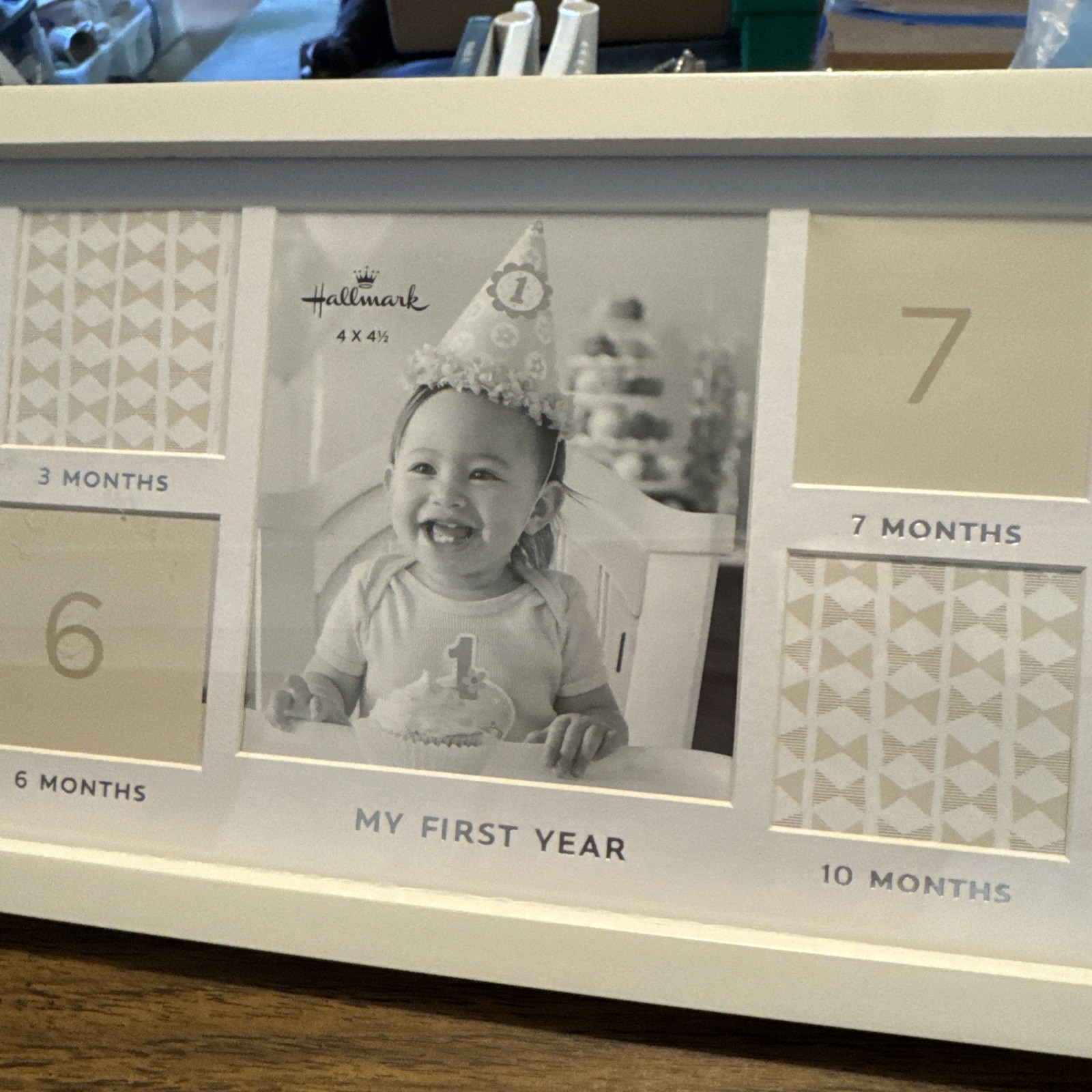 Baby's First Year Frame In Elegant White Natural Wood My First Year Baby Picture gallery