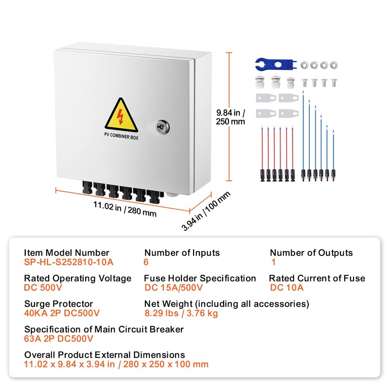 Solar PV Combiner Box 6 String 10A for Solar Panel System Steel Case IP65 gallery