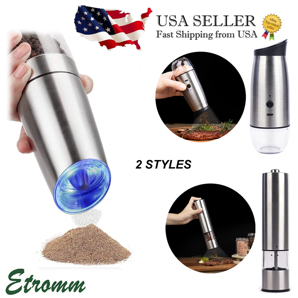 Electrical Metal Grinder Automatic Tobacco Herb Pepper Salt Mill Electric Light