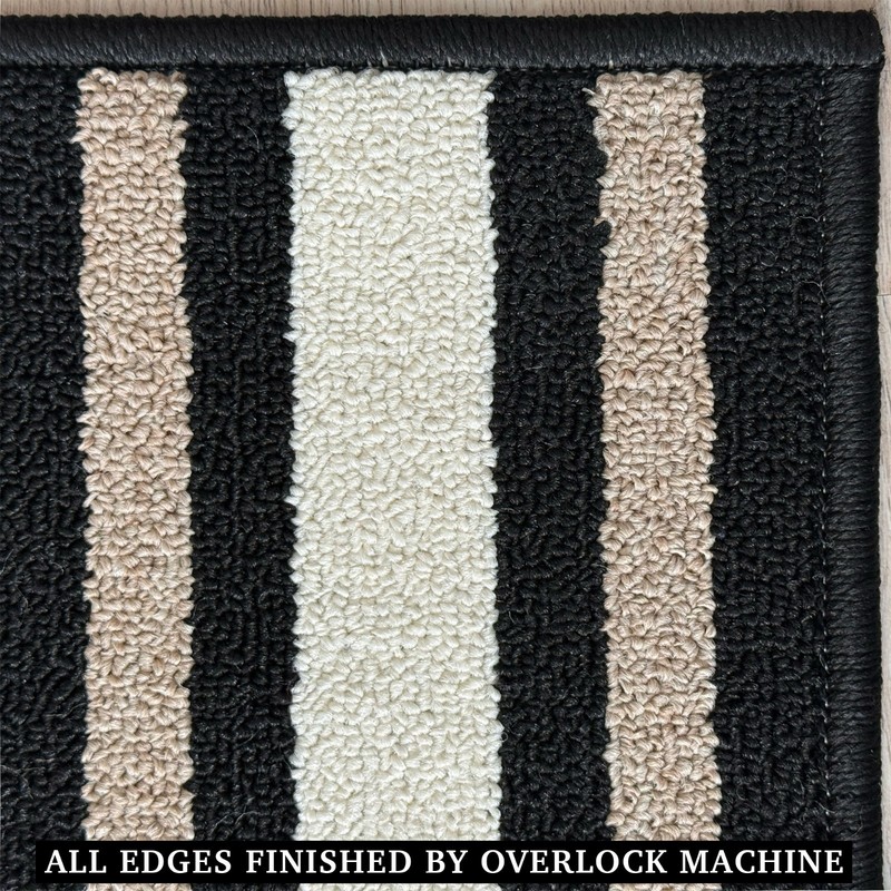 Custom Size Rubber Solid Bordered Design Black Non Slip Washable Runner Rug gallery