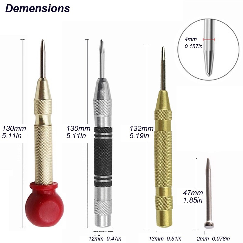 Automatic CENTER PUNCH Tool Adjustable Spring Loaded Super Strong Metal Drill gallery