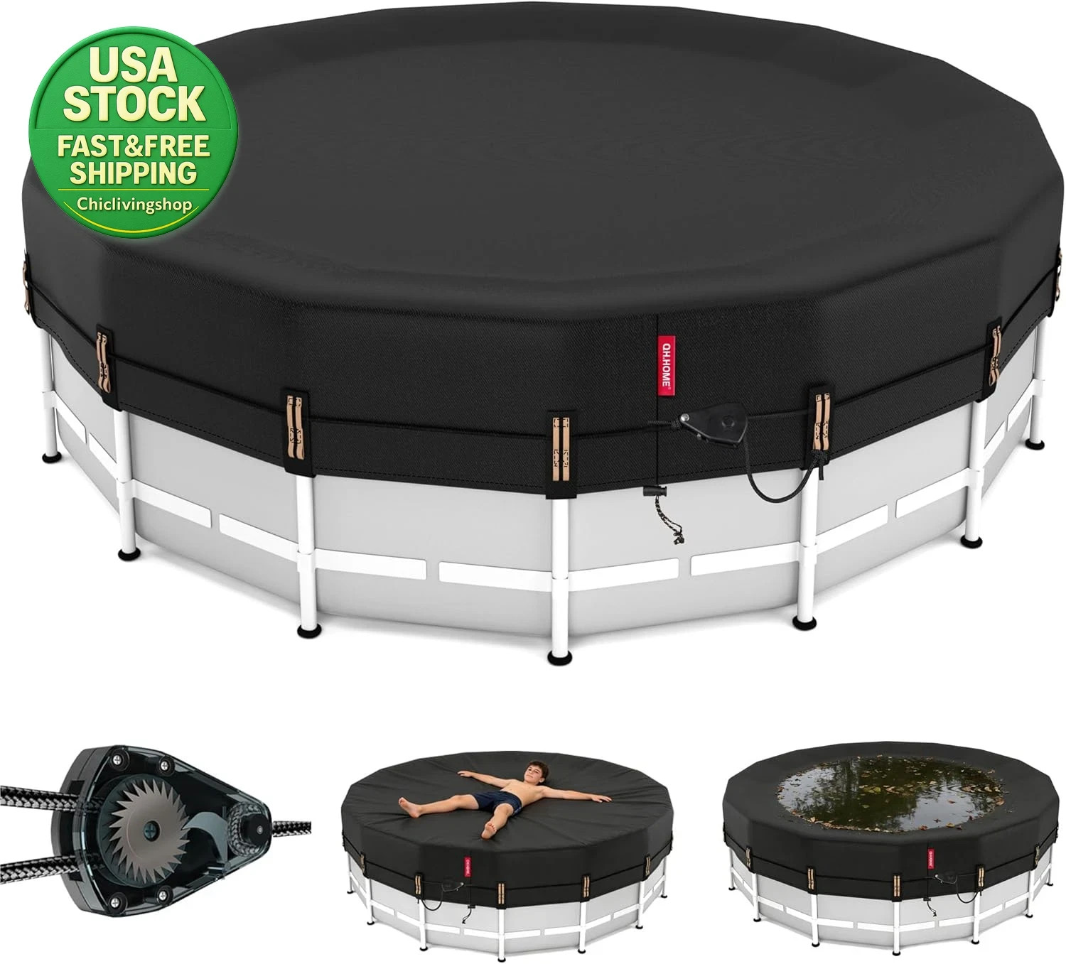 22 Ft round Pool Cover Heavy Duty Tear Resistant for above Ground Pools gallery