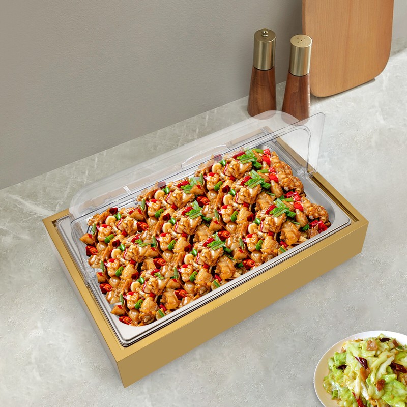 Buffet Cold Serving Display Tray, Cooling Food Dishes Display Plate Case w/Lid gallery