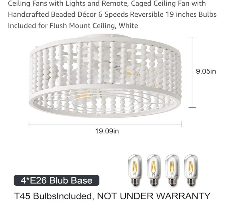 Ceiling Fans with Lights and Remote, Caged Ceiling Fan with Handcrafted... gallery