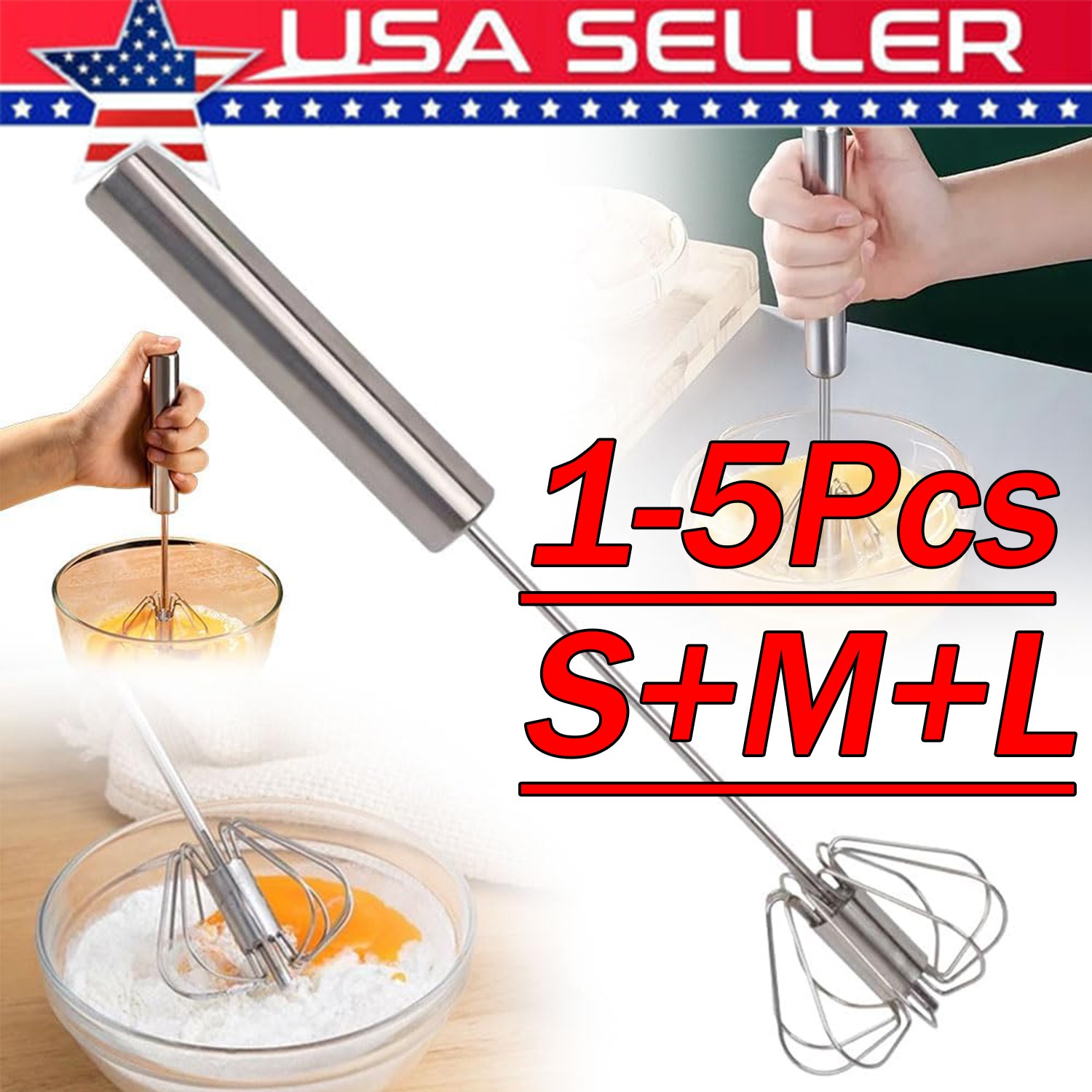 Semi-Automatic Egg Whisk Hand Push Egg Beater Stainless Steel Blender Mixer Whis gallery