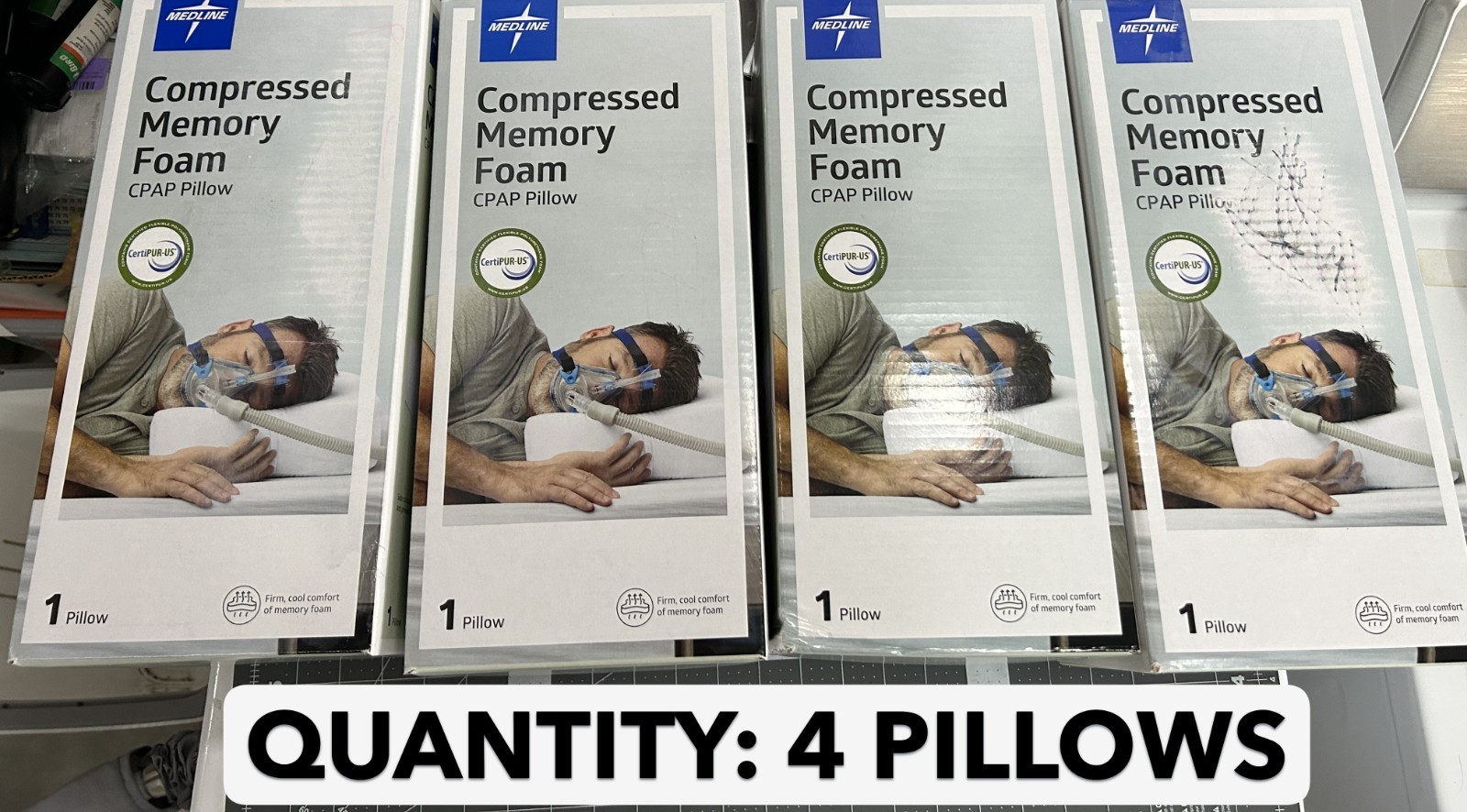 NEW 4-Pack Medline Compressed Memory Foam CPAP Side Sleeper Orthopeadic pillow gallery