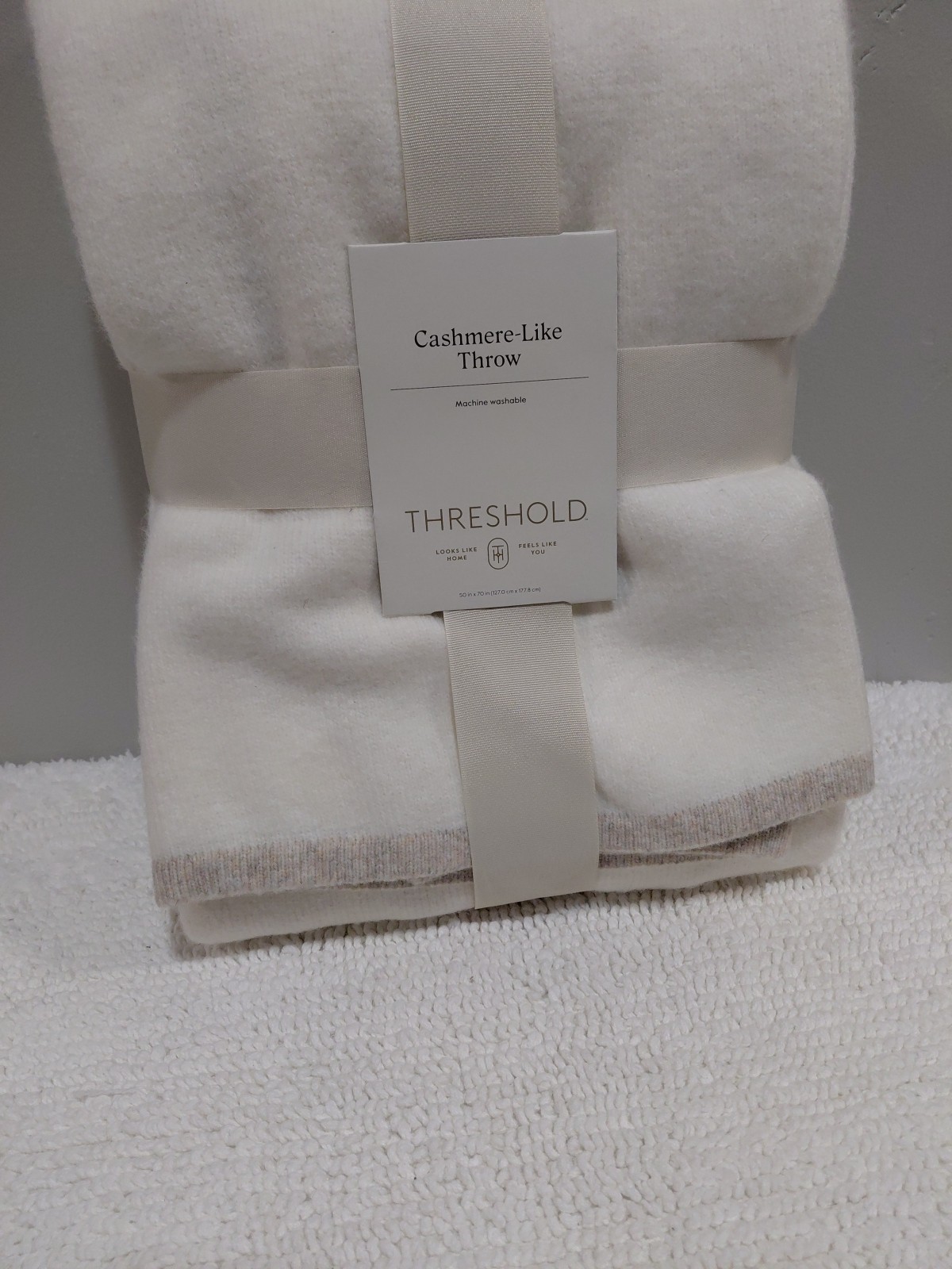 Threshold Cashmere Like Throw Ivory 50in x 70in gallery