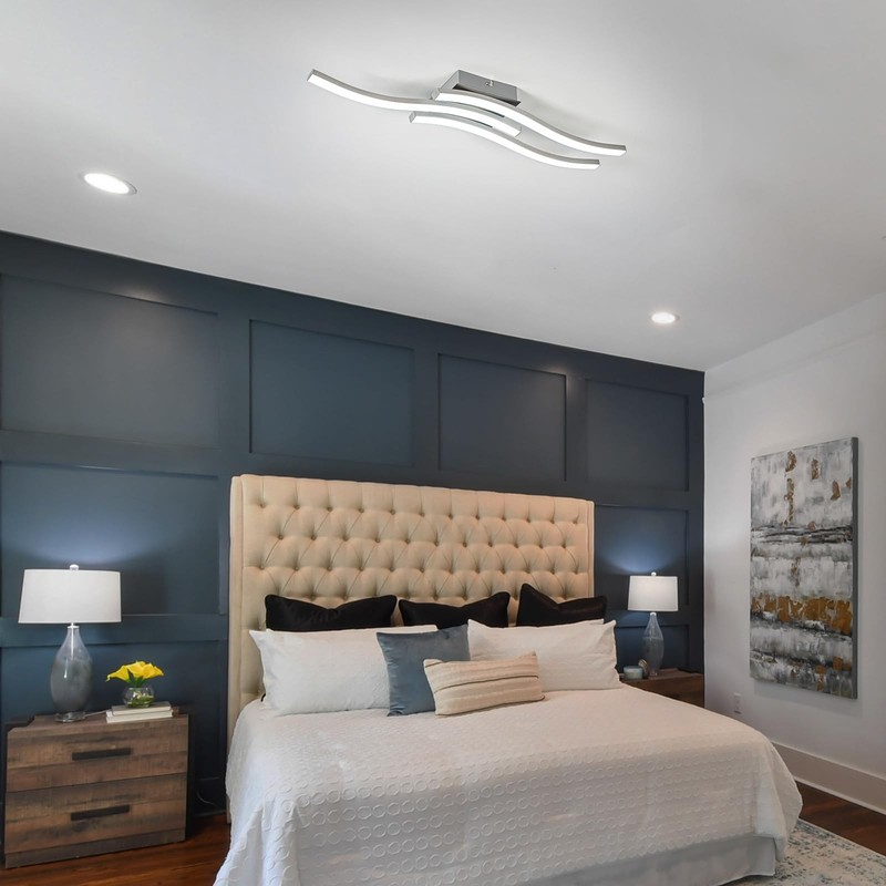 Modern Dimmable Ceiling Light Curved 3 Light 22.5 in Minimalist Flush Mount C... gallery