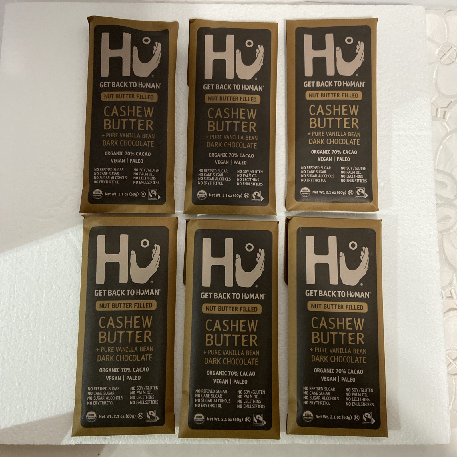 6 Back To Human CASHEW BUTTER & Pure Vanilla Bean Dark Chocolate Bars 2.1 Oz. gallery