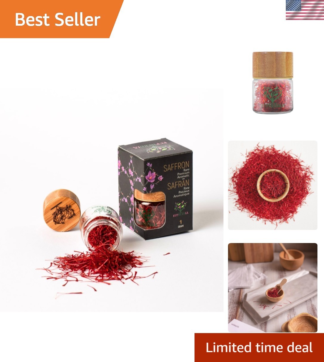 Grade A+ Pure All Red Saffron Threads - 100% Natural Luxury Spice 0.035 oz gallery