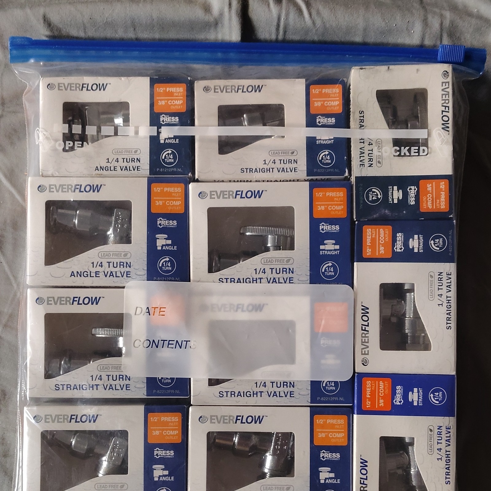 Everflow Lead Free Press Connect 1/4 Turn Angle & Straight Valves 11-Pack Chrome gallery